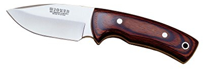 Joker Cuchillo desollador Pecari CR22, mango stamina, hoja de 8,5 cm MOVA, funda de cuero marrón, Herramienta de pesca, caza, camping y senderismo