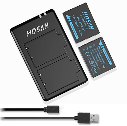 HOSAN NP-W126 NP-W126S Batterie de Rechange 1300mAh Lot de 2 avec Compatible pour Fujifilm NP-W126 NP-W126S Fujifilm X100F X-Pro1 X-Pro2 X-T1 X-T2 X-T3 X-T10 X-T20 X-T30 X-T100