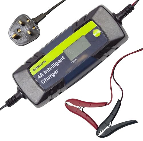 Sakura 4.0 Amp Intelligent Battery Charger for 6V and 12V Car Batteries