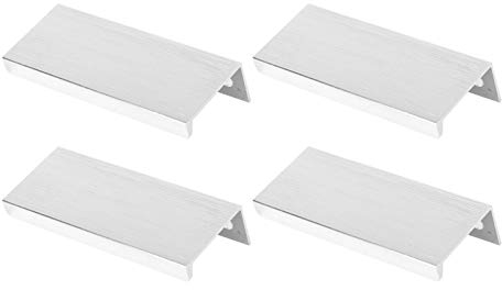 DOITOOL 4 Pack Back Mount Finger Edge Pull Concealed Handles Sliver Cabinet Pull Handles for Home Kitchen Door Drawer Cabinet (64mm Hole Spacing)