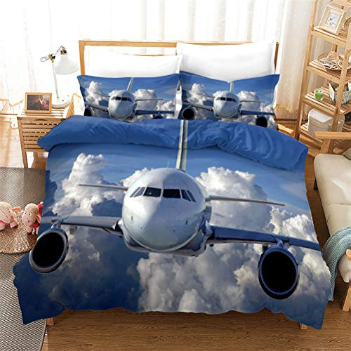 Bettwäsche Set Modern Luftfahrt Flugzeug Hubschrauber Thema Männer und Jugendliche Komfortabel Langlebig Bettbezug Verträumte Flugzeuge Haus Dekoration (Flugzeuge 10,135x200cm)