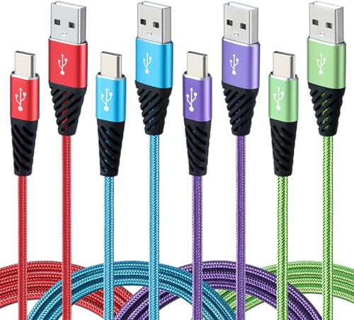 Bynccea USB C Charger Cable 3m 4-Pack Type C, Nylon Braided USB A to USB-C Phone Charger Cable Fast Charging Compatible with Samsung Galaxy S10 S9 S8 Note 10 9 Pixel LG V30
