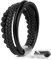 Akitsune Bellum Synthetisches Perlen Lederarmband | Magnetverschluss aus Edelstahl - Geflochtenes Männer Herren Armband inkl. schöner Schmuckschachtel - Silber-Schwarz - 19cm