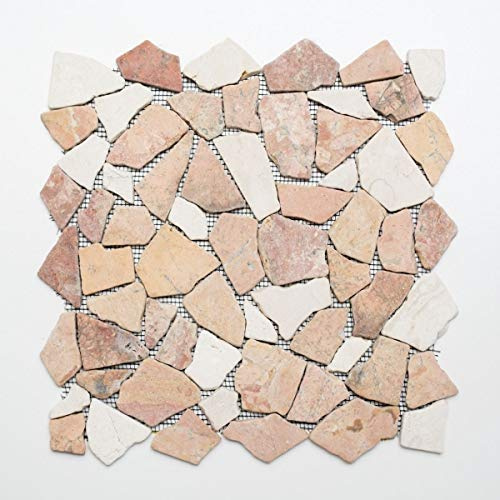 Mosaik Fliese Marmor Naturstein beige rot Bruch Ciot RossoCream MOS44-30-130_f