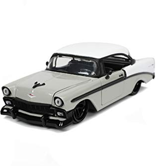 Jada Toys Bigtime Muscle 1:24 1956 Chevy Bel Air Die-Cast Grey White, Spielzeug für Kinder und Erwachsene