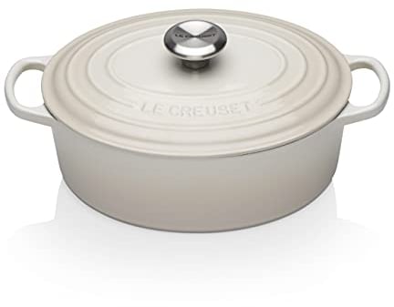 Le Creuset Signature Enamelled Cast Iron Oval Casserole Dish With Lid, 27 cm, 4.1 Litre, Meringue, 21178277164430