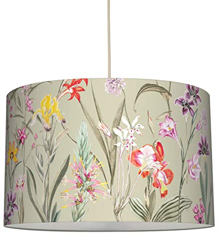 anna wand Stoff-Hängelampe BOTANICAL GARDEN Grün – Lampenschirm mit vintage Blumenmuster – Schirm für sanftes Licht – ø 30 x 20 cm