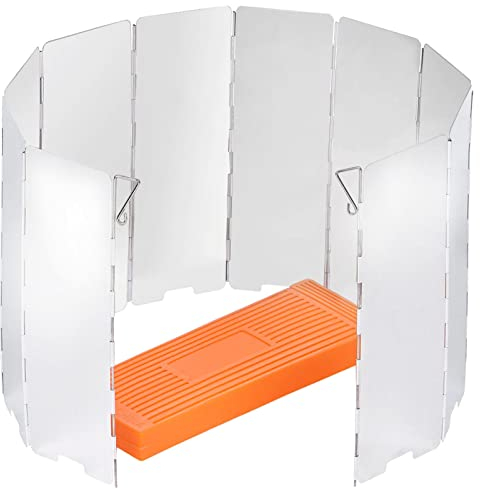 Sagafly Faltbarer Windschutz für Gaskocher 10-Lamellen Aluminium Gaskocher Windschutz Outdoor Campingkocher Windschutzscheibe Windblockade für Camping Picknick BBQ