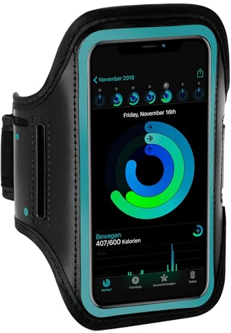 ONEFLOW Workout Case für iPhone 12/12 Pro Sportarmband zum Joggen mit Touch Fenster, Handy Armband für Sport und Outdoor, Handyhalterung für den Arm, Lauftasche Jogging, Blau