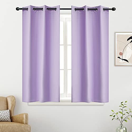 YGO Lilac Blackout Curtain Panels for Bedroom 54 Inch Length 2 Panels Set Solid Thermal Insulated Room Darkening Curtains with Grommet 34 W x 54 L Inch Light Purple