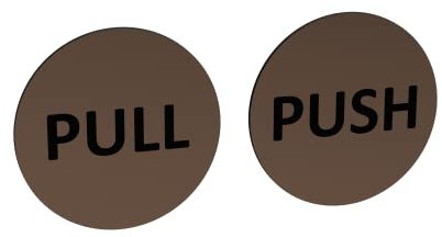 Pair of Circular Metallic Push & Pull Adhesive Door Signs - Generic Door Sign for business, restaurants, bars, hotels, schools, cafe (Copper)