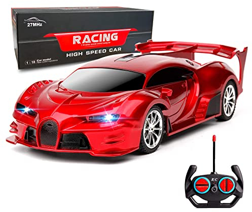 Ferngesteuertes Auto 1/18 Hochgeschwindigkeits Spielzeug für Jungen Mädchen ab 3 4 5 6 7 8 9 Jahre RC Car mit Scheinwerfer Weihnachten Geburtstags Geschenke für Kinder (Rot)