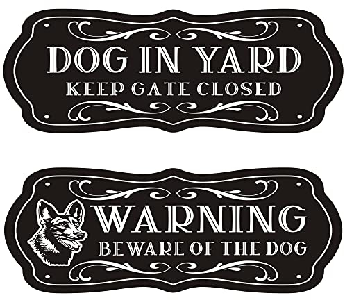 HQLESHUI 2 Stück AluminiumHundeschild für Zaun Vorsicht vor Hund Schild Hund Warnschilder Hund im Hof Keep Gate Closed Schild Aluminiumschild Strapazierfähiger professioneller Druck vorgebohrte