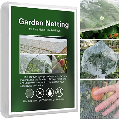 Garden Netting 10x33Ft, Ultra Fine Plan Cover, Insect Netting Barrier Mesh for Plants Vegetables Fruits Flower, Row Covers Raised Bed Protection Net, Birds Animals Screen