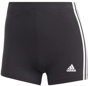 adidas Femme Essentials 3-Stripes Single Jersey Booty Shorts, Black/White, M