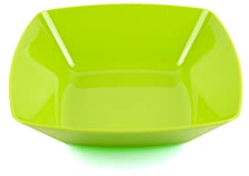 Buzztrove 4 Pack Plastic Bowls 16x16cm Green – Reusable Square Serving Bowls – Durable Plastic Pasta, Fruit & Salad Bowls – Lightweight Green Party Bowls.