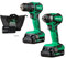 Metabo HPT Kit combiné de perceuse-visseuse sous-compacte MultiVolt™ 18 V | Couple élevé | Moteur sans balais | Garantie à vie | KC18DDXS