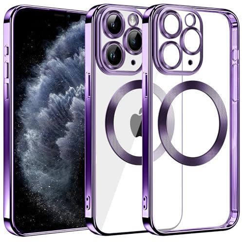 S. Dawezo Cover Magnetica per iPhone 11 Pro Max, Compatibile con MagSafe, Protezione Militare, Resistente ai Graffi e agli urti, Custodia Trasparente Sottile per iPhone 11 Pro Max, Viola