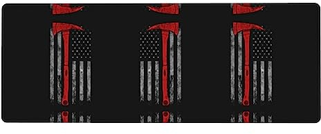 Großes Tastatur-Pad aus Gummi, Motiv: Feuerwehr-Axt, rote Linie, 30 x 80 cm, Mauspad, Schreibtischunterlage, Laptop-Schreibtischunterlage, Büro und Zuhause.