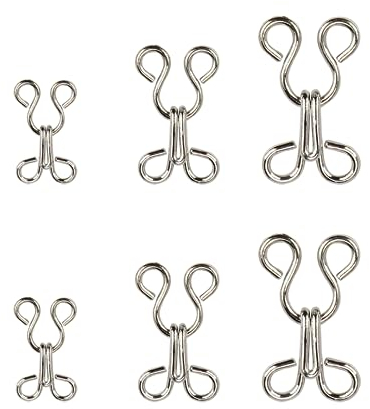 Gancio e Occhiello per Cucito, 12 Set Ganci di Cucito Chiusura per Reggiseno e Abbigliamento, Accessori per il Cucito Fai Da Te, 3 Misure, per Reggiseno, Abbigliamento, Gonne, Pantaloni(Argento)