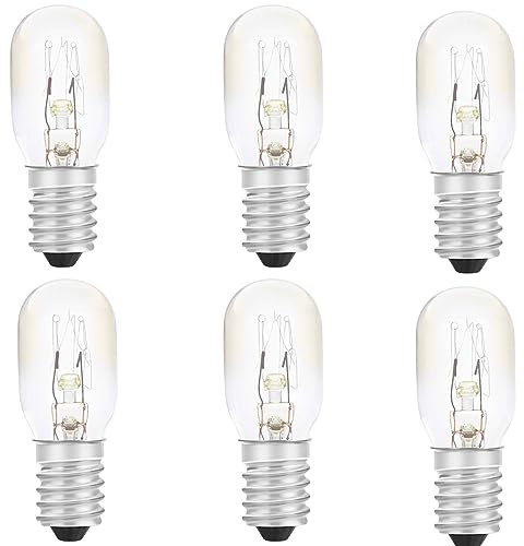 15W Scentsy Light Bulb Warm White 2700K, E14 Small Screw Oven Salt Lamp Bulb, T20 Tubular Incandescent for Pygmy Sewing Machine Light Fridge (6-Pack)