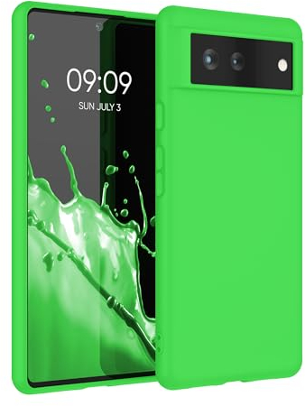 kwmobile Hülle kompatibel mit Google Pixel 6 Hülle - weiches TPU Silikon Case - Cover geeignet für kabelloses Laden - Neon Grün