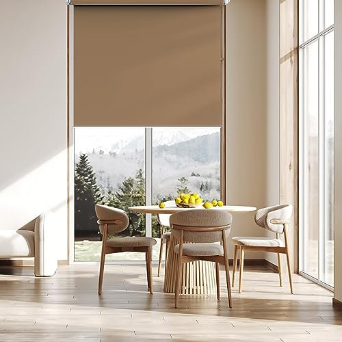Rollos Für Fenster Ohne Bohren 70 x 240 cm, Blickdicht Sichtschutz Sonnenschutz, Jalousie Rollos, mit Aluminium-Schienen, für Fenster und Tür, Taupe