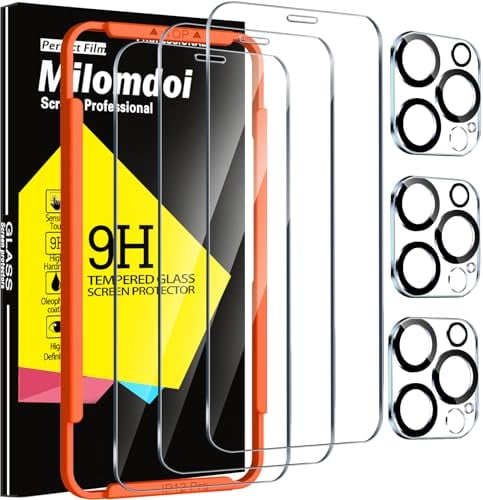 Milomdoi 3 Pièces Protection Verre Trempé pour Apple iPhone 12 Pro Protection ecran 3 Pièces Vitre Verre Trempé Protection Camera Objectif Arriere Appareil Photo Coque Amical Accessoire