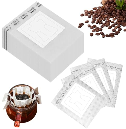 100 Stück Kaffeefilter zum Aufhängen, Drip Coffee Bag Einweg, Kaffeefilter Camping, Tragbare Kaffee-Papier-Filter für die meisten Tassen, Reisen, Camping, Zuhause, Büro