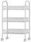 simpa 3 Tier Metal Multipurpose Wheeled Storage Basket Trolley Utility Cart - White 64cm (H) x 44cm (W) x 27cm (D)