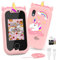 Ashfly Téléphone portable pour enfants, téléphone portable, cadeau de Noël, anniversaire, licorne, jouet pour filles de 3, 4, 5, 6, 7, 8, 9, 10 ans, cadeaux de Noël et d'anniversaire avec double