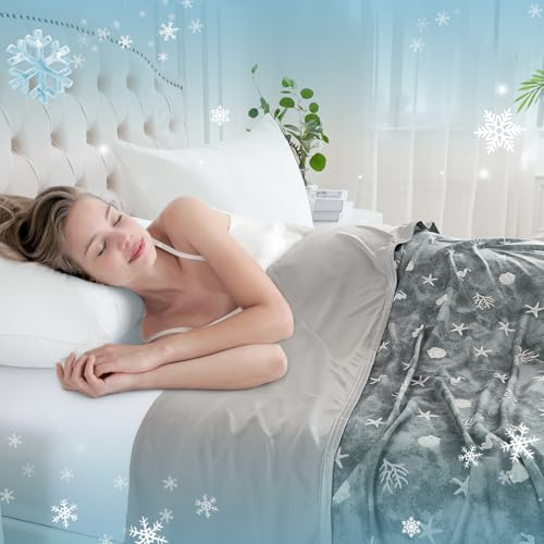 WONGS BEDDING Kühldecke Sommerdecke mit Japanische Arc-Chill Q-Max 0,43 Kühlfasern, Kühlende Decke für Menschen Absorbiert Körperwärme Selbstkühlende Decke für Bett, Grau 200x220cm