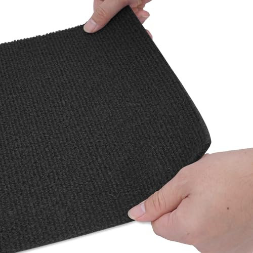 Nisorpa 12 Stück Teppichfliesen 30x30cm Bodenbelag Selbstklebend Gewerbe Teppichboden mit Rutschhemmendem Latex Rücken Strapazierfähiger Teppich Bodenbelag für Büro (Schwarz)