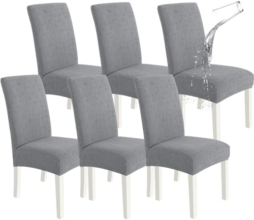 Ystyle Stretch Stuhlhussen 6er Set, Stuhlbezug Elastischer, Hussen Für Stühle Abnehmbarer, Stuhlbezüge Chair Cover Langlebig Universal, Für Bankett Deko Und Hochzeit Partys, Hellgrau