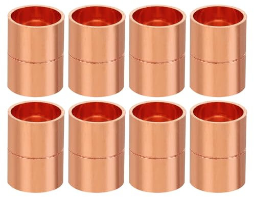 PATIKIL 15mm ID Kupplungsarmaturen aus Kupfer, 8 Stück Gerollte Rohrstopfen Gerade Rohrarmatur Schweißverbindung für HVAC Klimaanlage Sanitär Kälteanlage