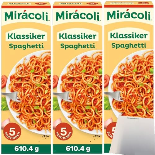 usy Bundle für Miracoli Spaghetti mit Tomatensauce Klassiker 5 Port. Packung 3er Pack (3x610,4g) + usy Block
