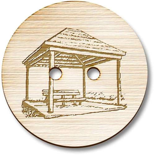 8 x 23mm 'Picnic Pavilion' Round Wooden Buttons (BT00124960)