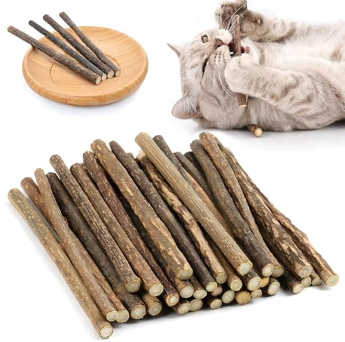 GOTDYBST 35 Stück Katzenminze Stick, Ø 0.7-1.2 cm, Matatabi Stick Katze