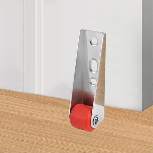 Set di 4 ruote girevoli per porta scorrevole, ruote direzionali silenziose a montaggio laterale, ruote lisce con viti per mobili, porte scorrevoli (rosso)