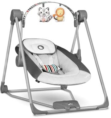 Lionelo Otto Baby Rocker for Newborns & Infants up to 9kg with Nature Sounds, Timer, 5-Speed Electric Swing, Adjustable Toy Bar, Soft Cushion, 5-Point Harness, Compact Fold