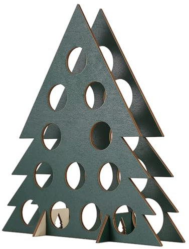 Sizoriruk Adult Advents Calendar Liquor Tree Countdown with Wooden Christmas Tree Mini Alcohol Holder Wine Bottle Stand Gifts