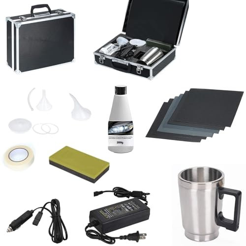 Xiaoqintedy Kit de réparation de phares, 800g kit de Polissage de phares de Voiture avec Tasse d'atomisation, kit de réparation de phares de Voiture pour la réparation de Flou, jaunissement et Rayures