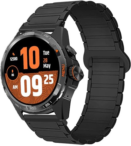 Lamshaw Braccialetto compatibile Ticwatch Atlas, 20 mm, 22 mm, 24 mm magnetico silicone Sport bracciale magnetico forte compatibile Ticwatch Atlas, Pro 5 enduro, Pro 5, Pro 3 ultra BT, 24mm, Silicone,