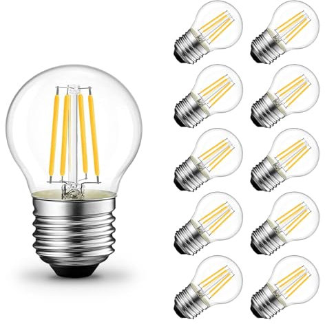 ehomeled E27 LED G45 Mini Glühbirne Warmweiß 2700K, Klares Glas & Retro-Filament, 470lm 4W (=40W), Vintage LED Lampe für Tisch- & Deckenleuchten, 10er-Pack