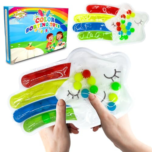 Juvanovo Jouets Sensoriels de Tri, Jouet de Couleurs de Tri, Fidget Toys, Jouet de Fidget à Étoile, Jouet de Motricité Fine, Jouets de Tri Montessori, Jouets Sensoriels pour Anxiété TDAH OCD