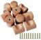 Raheem 10 Stück Möbelknöpfe Holz 24 x 20 mm Schrankgriffe Holz mit Schrauben Wooden Schrankknöpfe Natürliche Buche Knöpfe für Schränke und Schubladen