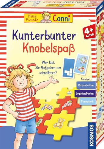 Kosmos 685270 Meine Freundin Conni - Kunterbunter Knobelspaß, Lernspiel für Kinder ab 4 Jahre, Brettspiel fördert mit fünf Spielen Konzentration, logisches Denken und Feinmotorik