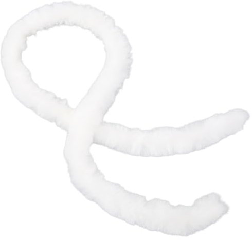 CABODYALS 2 m Weißes Kunstpelzband Chenille Wickelstäbe Flauschige Flauschige Stoffbesätze Weiche Zottelige Rollenstiele Pelzige Weihnachtsbänder Für Kleidungszubehör Dekoration Heimwerkerbedarf