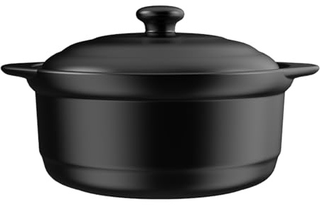 XICHENGSHIDA Ceramic Pots with Lid, Casserole Soup Bowl for Cooking, Clay Cookware Heat-resistant Pot with Handle (White, 1800ml)