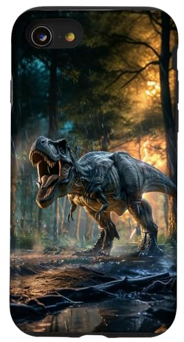 T-Rex Dinosaur Roaring at Night Realistic Graphic Design Case for iPhone SE (2020) / 7 / 8